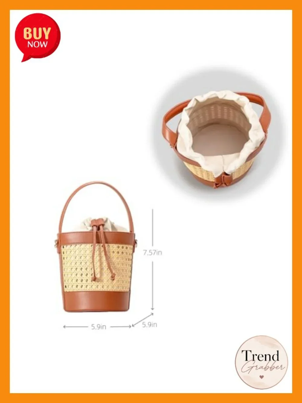 Woven Rattan Tote Bag, Summer Beach Crossbody, Top Handle Purse with Detachable